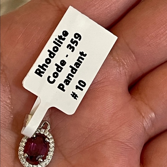 Elegant Natural Rhodolite Garnet Gemstone Halo Pendant in 925 Sterling Silver - Picture 6 of 6